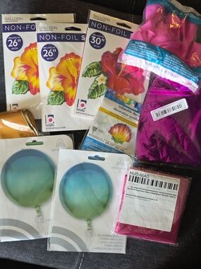 Hibiscus, Ombre, Flamingo, Sunset, Summer Themed And Latex Balloons